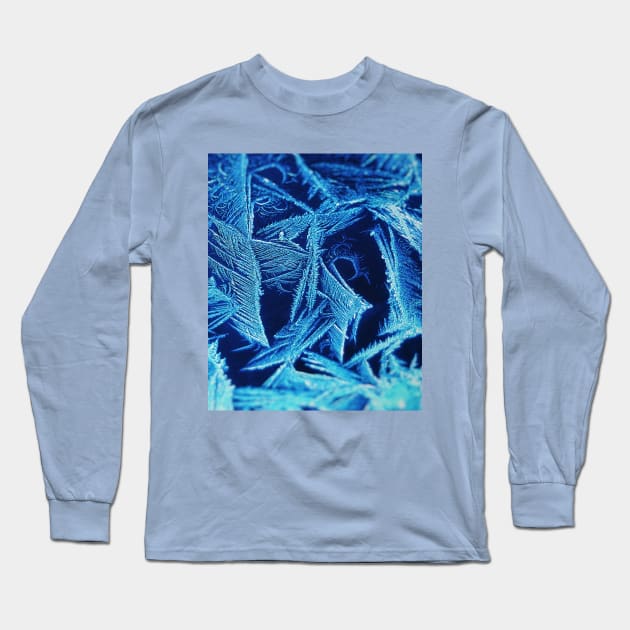 Ice Crystals Winter Long Sleeve T-Shirt by Haministic Harmony